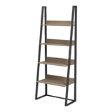 Bibliotecă cu rafturi Alfa, Stil Modern, Metal Negru și Lemn, Sonoma, 75x36x185 cm - SONOMA - BLACK