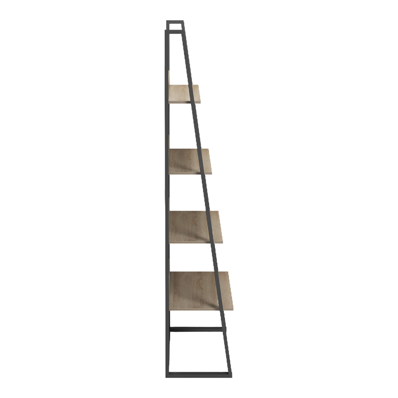 Bibliotecă cu rafturi Alfa, Stil Modern, Metal Negru și Lemn, Sonoma, 75x36x185 cm - SONOMA - BLACK