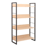 Biblioteca Dorfie, metal si PAL, 70x30x124 cm - Natur-Negru