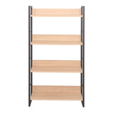 Biblioteca Dorfie, metal si PAL, 70x30x124 cm - Natur-Negru
