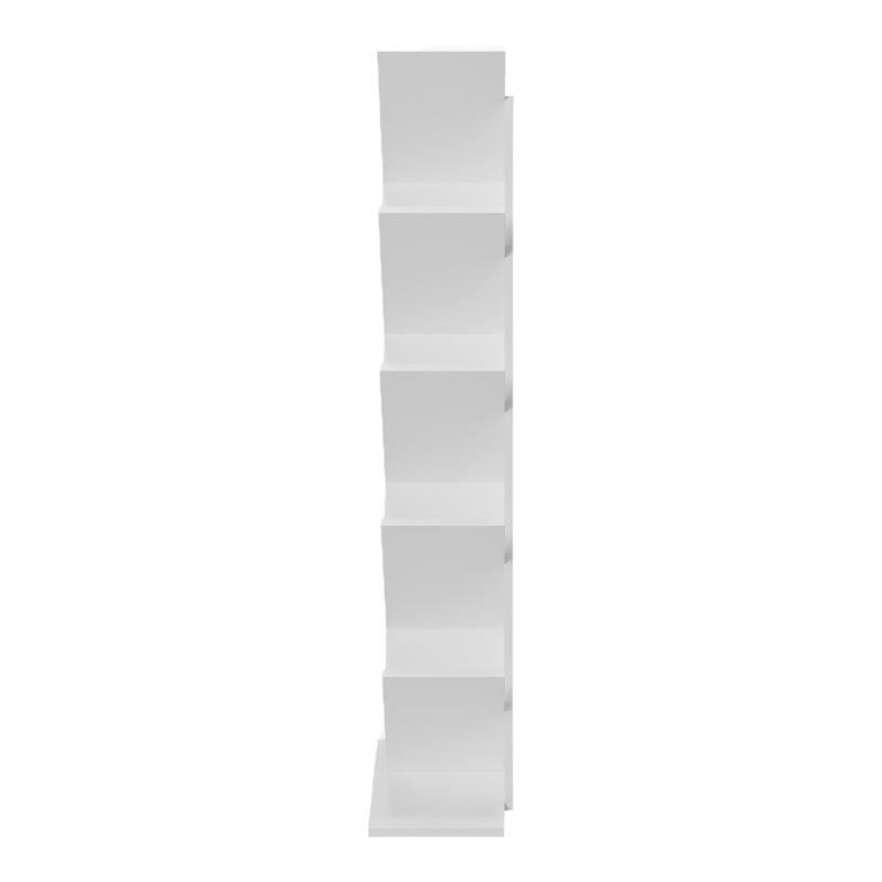 Bibliotecă cu rafturi Fyllo, Lemn, Alb, 50x25x141 cm - Alb