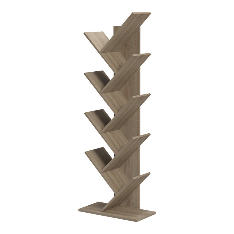 Bibliotecă cu rafturi Fyllo, Lemn, Alb, 50x25x141 cm - Stejar