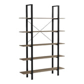 Bibliotecă cu rafturi Loftie, Stil Industrial, Metal Negru și Lemn, Sonoma, 126x28x165 cm, imagine suplimentara