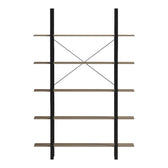 Bibliotecă cu rafturi Loftie, Stil Industrial, Metal Negru și Lemn, Sonoma, 126x28x165 cm, detaliu produs
