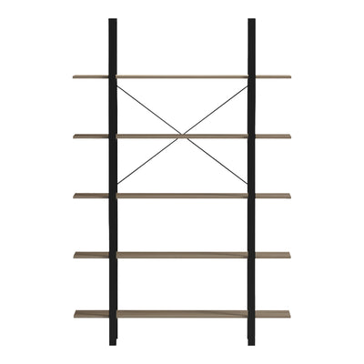 Bibliotecă cu rafturi Loftie, Stil Industrial, Metal Negru și Lemn, Sonoma, 126x28x165 cm, detaliu produs