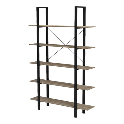 Bibliotecă cu rafturi Loftie, Stil Industrial, Metal Negru și Lemn, Sonoma, 126x28x165 cm, perspectiva suplimentara
