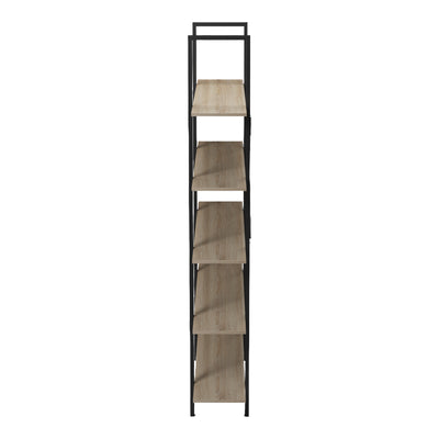 Bibliotecă cu rafturi Loftie, Stil Industrial, Metal Negru și Lemn, Sonoma, 126x28x165 cm, foto produs