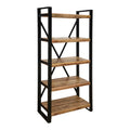 Bibliotecă cu rafturi Miles, Lemn de mango, Maro-Negru, 80x40x180 cm, imagine suplimentara