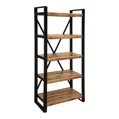 Bibliotecă cu rafturi Miles, Lemn de mango, Maro-Negru, 80x40x180 cm, imagine suplimentara