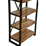 Bibliotecă cu rafturi Miles, Lemn de mango, Maro-Negru, 80x40x180 cm