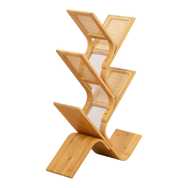 Bibliotecă cu rafturi Tome, Bambus, Natur, 63x20x92 cm
