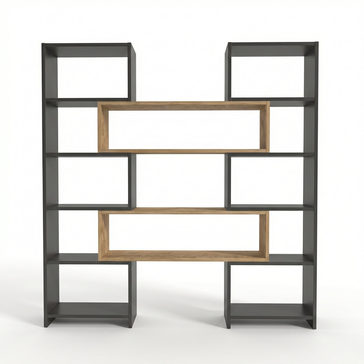 Bibliotecă de Colț Multifuncțională, 163x150x22 cm - Stejar negru