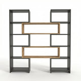 Bibliotecă de Colț Multifuncțională, 163x150x22 cm - Stejar negru