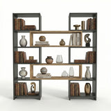 Bibliotecă de Colț Multifuncțională, 163x150x22 cm - Stejar negru