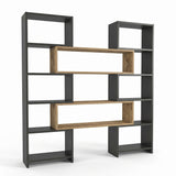 Bibliotecă de Colț Multifuncțională, 163x150x22 cm - Stejar negru
