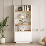 Biblioteca Dentist cu 2 usi si 5 rafturi, Stejar, 78 x 169 x 27 cm