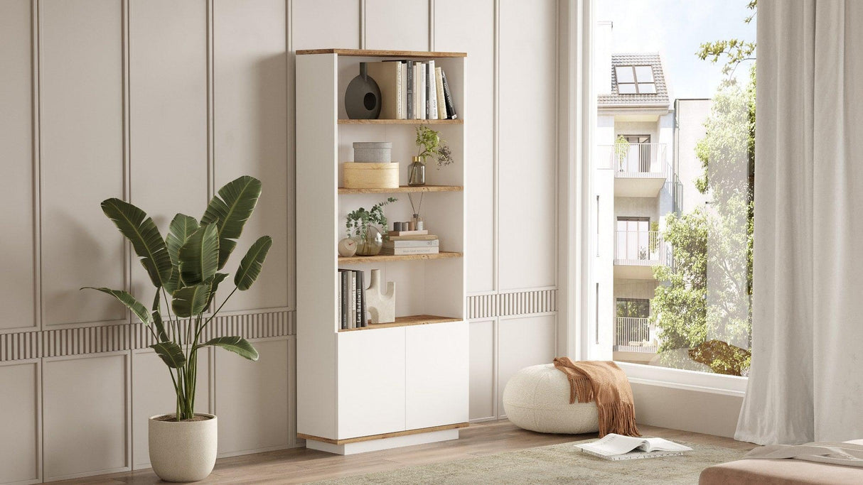 Biblioteca Dentist cu 2 usi si 5 rafturi, Stejar, 78 x 169 x 27 cm