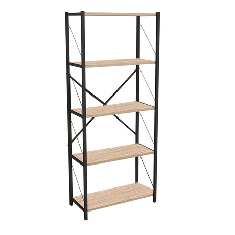 Biblioteca Draizy stejar-metal, negru, 60x30x150 cm
