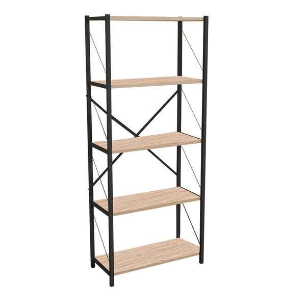 Biblioteca Draizy stejar-metal, negru, 60x30x150 cm