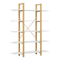 Biblioteca Esthon finisaj marmura Alb cu metal auriu, 120x28x180 cm