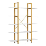 Biblioteca Esthon finisaj marmura Alb cu metal, auriu, 120x28x180 cm