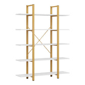 Biblioteca Esthon finisaj marmura Alb cu metal auriu, 120x28x180 cm