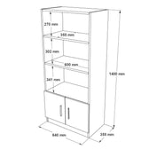 Biblioteca Farya cu 2 usi si 4 rafturi, Alb, 64 x 140 x 36 cm