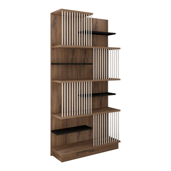Biblioteca Gassim, Antracit-Sonoma-Alb, 80x25x160 cm