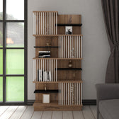 Biblioteca Gassim, Antracit-Sonoma-Alb, 80x24.6x160 cm Pakoworld, detaliu material si proportii, Biblioteca, culoare Antracit-Sonoma-Alb, dimensiuni 80 24.6 160 cm