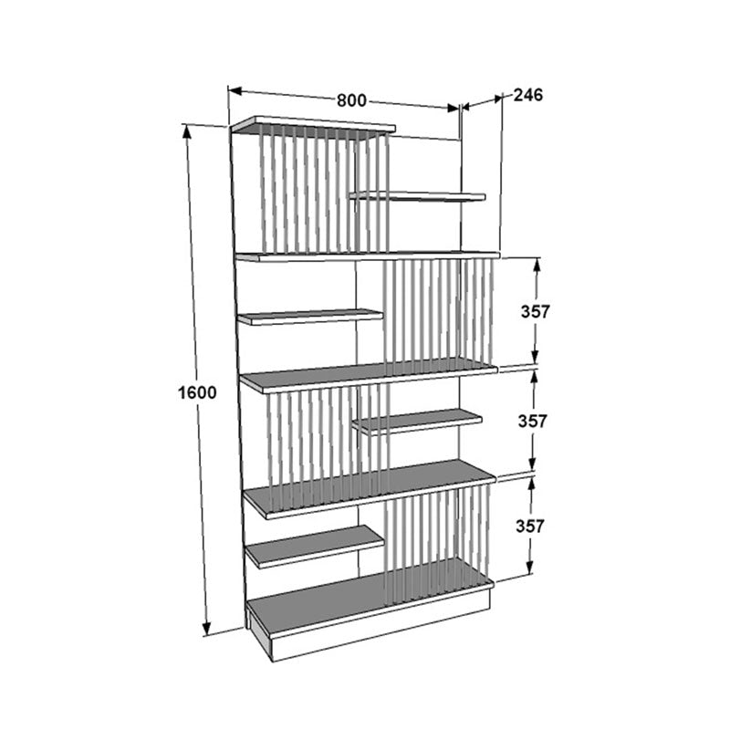 Biblioteca Gassim, Antracit-Sonoma-Alb, 80x25x160 cm