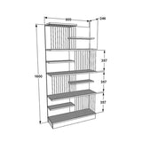 Biblioteca Gassim, Antracit-Sonoma-Alb, 80x25x160 cm