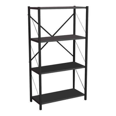 Biblioteca Jackrey stejar-metal, negru, 60x30x114 cm