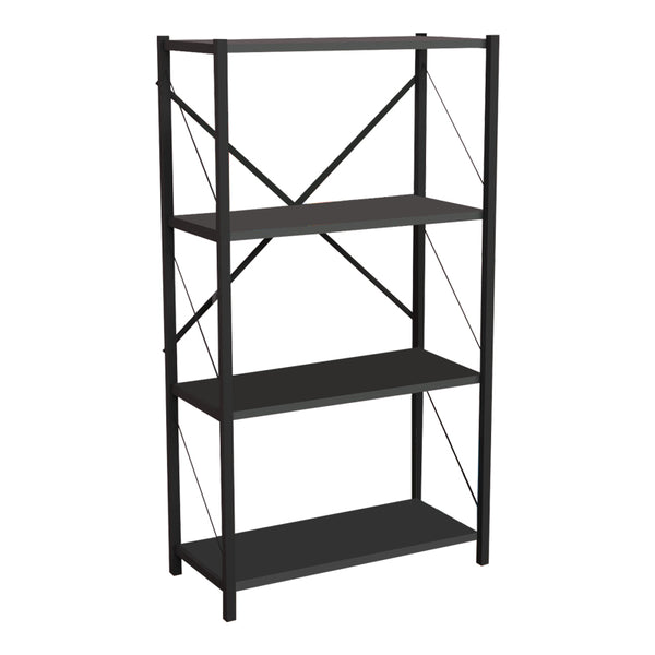 Biblioteca Jackrey stejar-metal, negru, 60x30x114 cm
