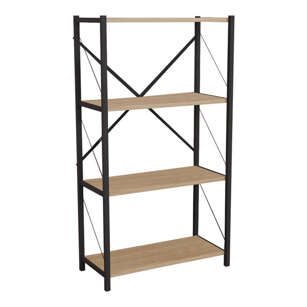 Biblioteca Jackrey stejar-metal, negru, 60x30x114 cm
