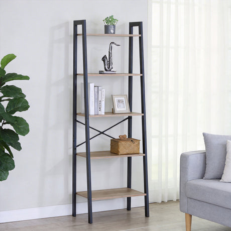 Biblioteca Jebia, Metal, Stejar, 56x37x173 cm