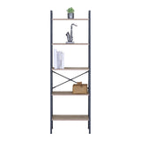 Biblioteca Jebia, Metal, Stejar, 56x37x173 cm