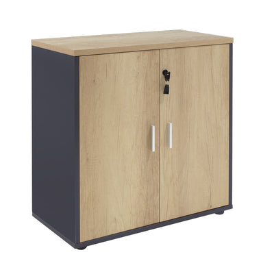 Biblioteca Lotus din stejar - Gri inchis 80x40x80cm