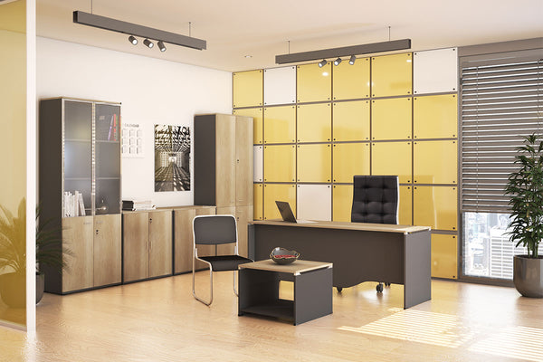 Biblioteca Lotus din stejar, Gri inchis, 80x40x80 cm
