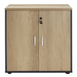 Biblioteca Lotus din stejar, Gri inchis, 80x40x80 cm