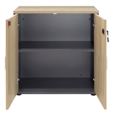Biblioteca Lotus din stejar, Gri inchis, 80x40x80 cm