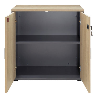 Biblioteca Lotus din stejar, Gri inchis, 80x40x80 cm, foto produs