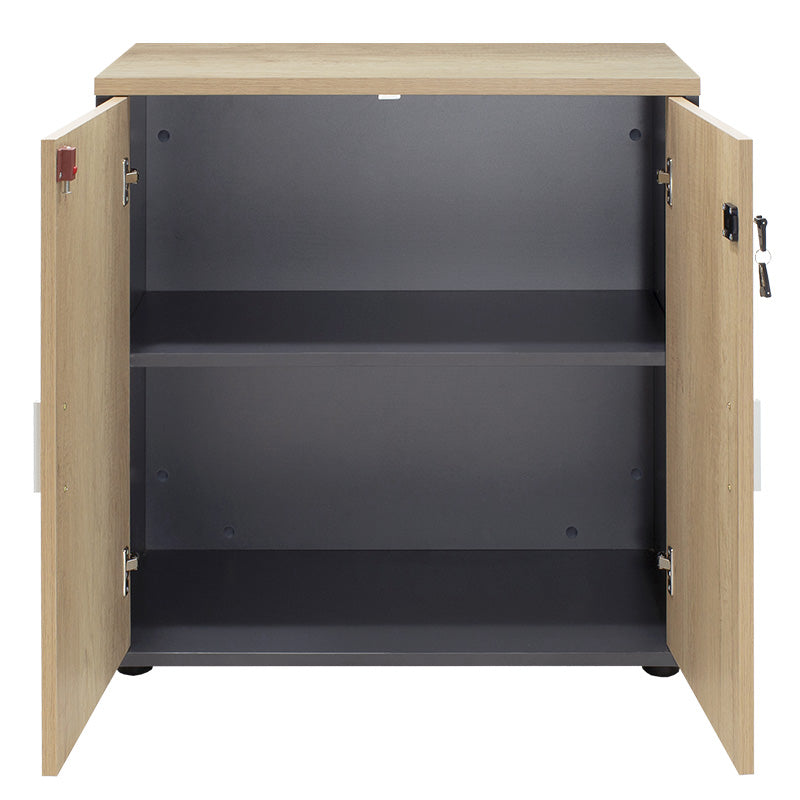 Biblioteca Lotus din stejar, Gri inchis, 80x40x80 cm, foto produs