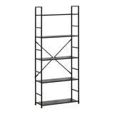 Biblioteca Manlo, Metal, 59x24x144 cm - Negru