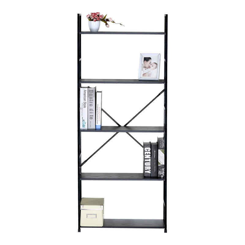 Biblioteca Manlo, Metal, 59x24x144 cm - Negru