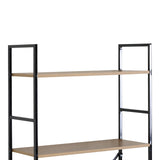 Biblioteca Manlo, Metal, 59x24x144 cm - Stejar