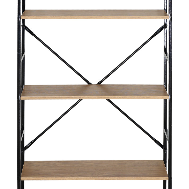 Biblioteca Manlo, Metal, 59x24x144 cm - Stejar