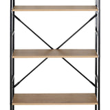 Biblioteca Manlo, Metal, 59x24x144 cm - Stejar