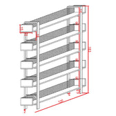 Biblioteca metalica Musha, neagra cu nuanta stejar, metal și Lemn, 120x27x185 cm, detaliu produs