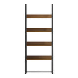 Bibliotecă cu rafturi Alfa, Stil Modern, Metal Negru și Lemn, Sonoma, 75x36x185 cm - Walnut- BLACK