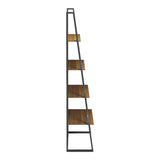 Bibliotecă cu rafturi Alfa, Stil Modern, Metal Negru și Lemn, Sonoma, 75x36x185 cm - Walnut- BLACK